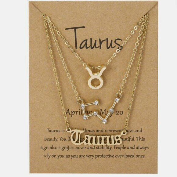 Taurus Zodiac Symbol Gold Necklace - Picture 1 of 1